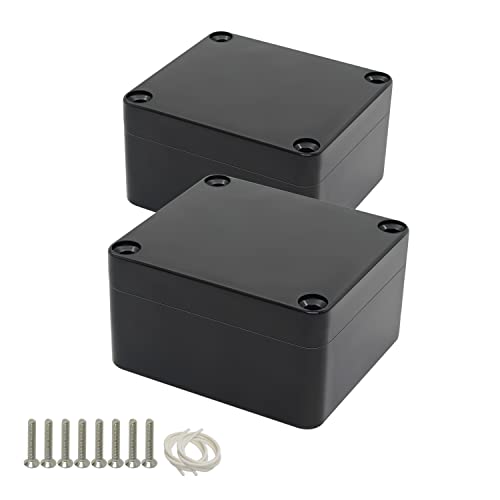 Project Box IP65 Waterproof Dustproof Junction Box ABS Plastic Enclosure Box for Electronics Black Outdoor Project 2.48"x 2.28"x 1.37"(63 x 58 x 35 mm)(2Pcs) - color: Black, size: 2.48" x 2.28" x 1.37"(2Pcs)