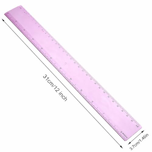 EBOOT 2 Pack Plastic Ruler Straight Clear Measuring Tool, Pink, 12 Inch - color: Pink, size: 12 Inch