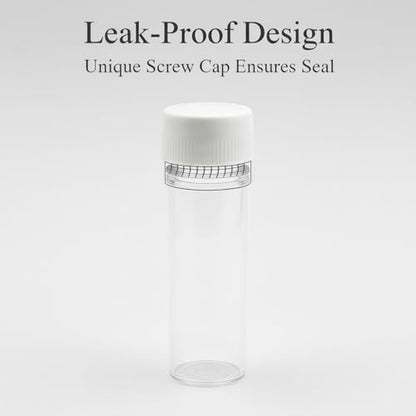 12PCS 25ml Plastic Sample Bottles Tubes Vials Mini Clear Storage Container Case with Screw Cap Small Test Tubes