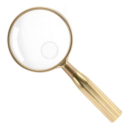Lakei 10X Reading Magnifying Glass, 75mm Lens, Non-Slip Handle(Gold) - color: Gold, size: 75mm