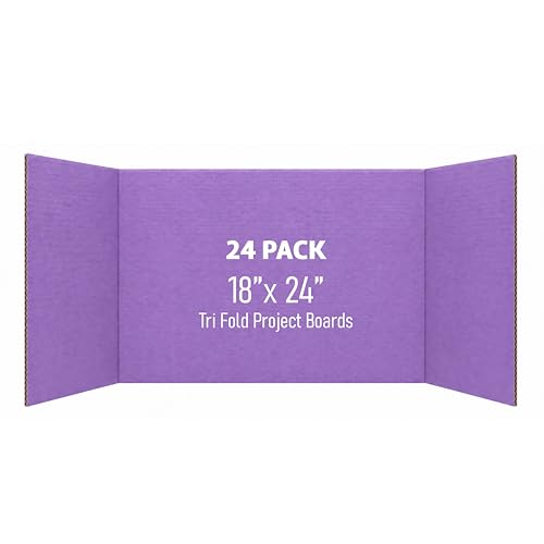 Flipside Products 18" x 48" Purple Project Boards, Pack of 24, Trifold, Presentation Board, DIY Projects, Small Display, Science Fair, Classroom, Clubs, 4H, Graduation - color: Purple