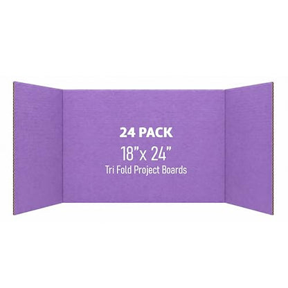Flipside Products 18" x 48" Purple Project Boards, Pack of 24, Trifold, Presentation Board, DIY Projects, Small Display, Science Fair, Classroom, Clubs, 4H, Graduation - color: Purple