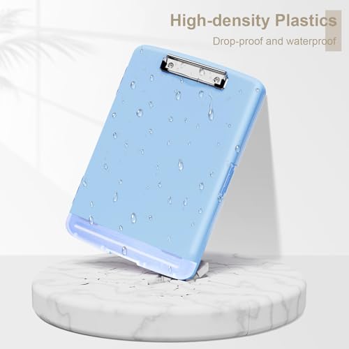 Piasoenc Clipboard with Storage, 8.5 x 11 Clip Board with Pen Holder, Blue - color: Dark Blue