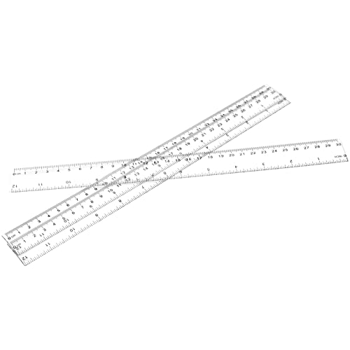 KEILEOHO 200 Pack 12 Inch Clear Plastic Ruler, Bulk Standard/Metric Straight Rulers, Transparent Rulers Measuring Tool for Classroom, Home, Office, Craft Room