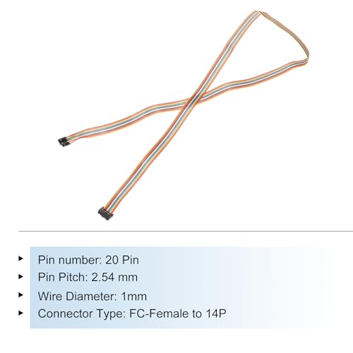 MECCANIXITY 1 Pcs IDC Rainbow Wire Flat Ribbon Cable FC-Female to 14P 39.3 Inch Length 2.54mm Pitch Breadboard Jumper Wires for Electronic Projects - size: 39.3 Inch, style: 14 Pin