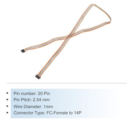 MECCANIXITY 1 Pcs IDC Rainbow Wire Flat Ribbon Cable FC-Female to 14P 39.3 Inch Length 2.54mm Pitch Breadboard Jumper Wires for Electronic Projects - size: 39.3 Inch, style: 14 Pin