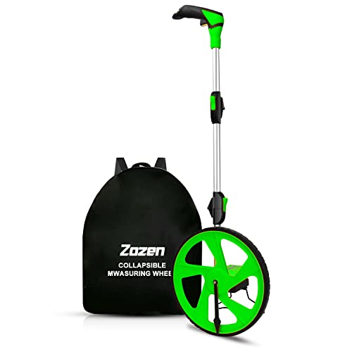 Zozen Measuring Wheel in Feet and Inches, Double Collapsible, 12.5" Green - color: Green