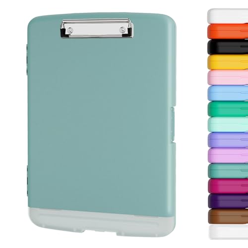 Piasoenc Clipboard with Storage, 8.5 x 11 Clip Board with Pen Holder, Teal - color: Teal