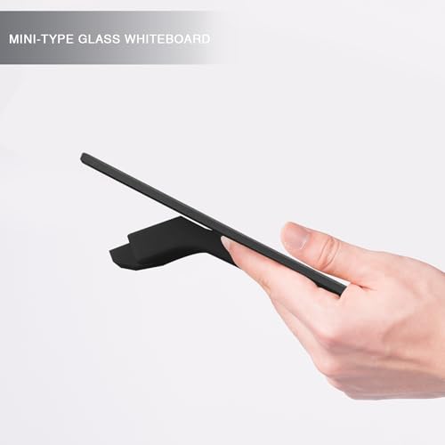 Small Glass Desktop Whiteboard with Clock, Mini Pure Glass Dry-Erase Black - color: Clock Black