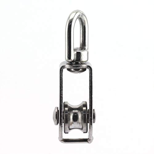 3-Pack M20 Single Pulley Block Stainless Steel Heavy Duty Hardware Single Wheel Swivel Rigging Lifting Wheel Fixed Pulley for Wire Rope Loading 75kg - size: 3-Pack M20