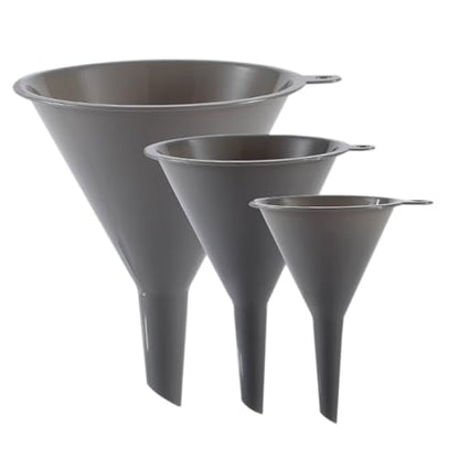 Plastic Kitchen Funnel Set of 3, Round Kitchen Funnels for Filling Bottles, Durable and Multifunctional Funnels for Filling Canning, Cooking, Lab or Car Oil (Gray) - color: Gray