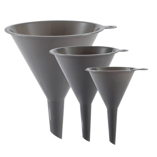 Plastic Kitchen Funnel Set of 3, Round Kitchen Funnels for Filling Bottles, Durable and Multifunctional Funnels for Filling Canning, Cooking, Lab or Car Oil (Gray) - color: Gray