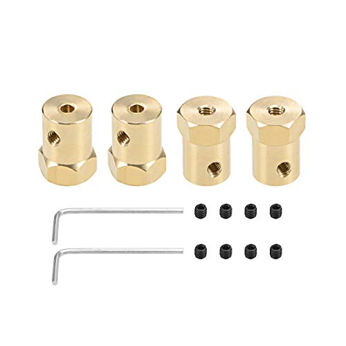 uxcell Hex Coupler 3mm Bore Motor Hex Brass Shaft Coupling Connector for Car Wheels Tires Shaft Motor 4pcs - size: 3mm