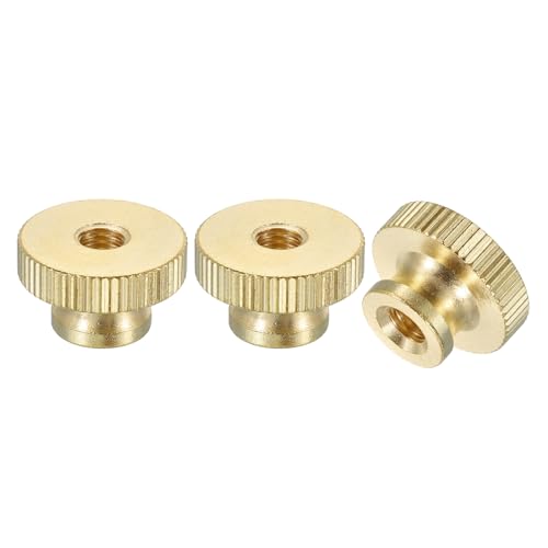 uxcell Knurled Thumb Nuts, 3Pcs M6 x D20mm x H12mm Brass High Head Through Hole with Collar High Head Through Hole Round Knobs Fasteners for 3D Printer Parts, Machine Tools - size: M6 x D20mm x H12mm