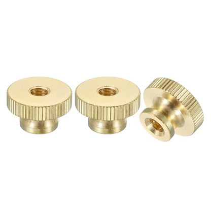 uxcell Knurled Thumb Nuts, 3Pcs M6 x D20mm x H12mm Brass High Head Through Hole with Collar High Head Through Hole Round Knobs Fasteners for 3D Printer Parts, Machine Tools - size: M6 x D20mm x H12mm