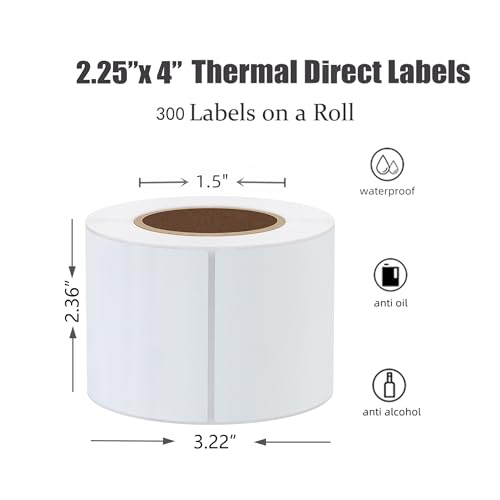 Hybsk 2.25x4 inch Direct Thermal Labels for Barcodes, Address, Compatible with Rollo Label Printer & Zebra Desktop Printers (2.25"x4",White) - color: 1 Roll White, size: 2.25"x4"