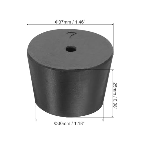 MECCANIXITY Rubber Tapered Plug 30mm to 37mm Solid Test Tubes Bungs Stopper with Hole Black for Lab Home 8 Pieces - size: 30mm-37mm