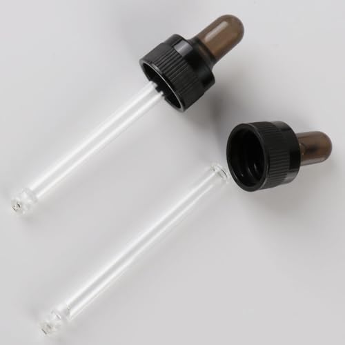 4-Pack 1 oz (30ml) Glass Dropper Tops for Essential Oil Bottles (18-415 Neck) - Round Tip, Made in Taiwan with SILASTIC™ RBL-9200-50 Silicone for Chemical Stability & Essential Oil Resistance - style: 1 oz (30ml) Round Tip