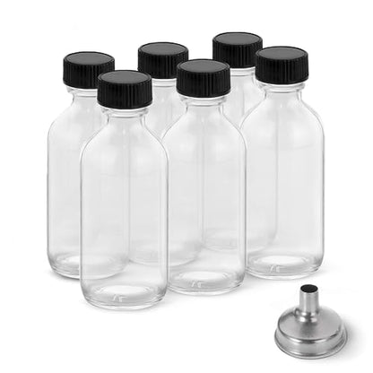 6pack 2oz Ginger Shot Bottles, Reusable Glass Shot Bottles with Caps - color: White, size: 6-pack