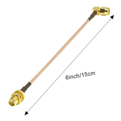 2PCS SMA Pigtail Cable, Right Angle SMA Male to SMA Female RG316 Antenna Jumper, Low Loss 6Inch(15cm) SMA Extension Coaxial Cable for Ham Radio,Router, FPV Drone