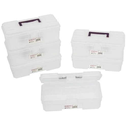 Akro-Mils 12-Inch ProBox Plastic Art Supply, Hobby or Craft Storage Toolbox, Model 09912CLPUR, (12" x 5-1/2" x 4"), Clear