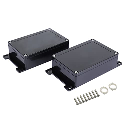 Junction Box IP65 Waterproof Dustproof ABS Plastic Universal Electric Project Enclosure with Fixed Ear Black 5.9x3.9x1.7 inch (2pc) - size: 5.9"x3.9"x1.7"(2 pack)