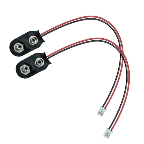 2Pcs 9V Battery Snap to 2-Pin PH2.0 Connector Cable