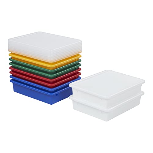 ECR4Kids Letter Size Tray Organizer with Lid, Small, 10-Piece, Assorted - color: Assorted