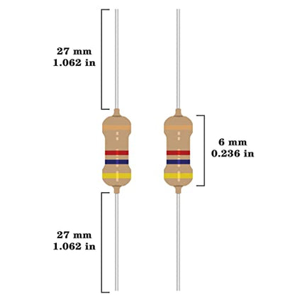 25 Values 1/4W Resistor Kit from 1 Ohm to 1M Ohm 1/4 Watt 5% Carbon Film Resistors Assortment - size: 1/4W