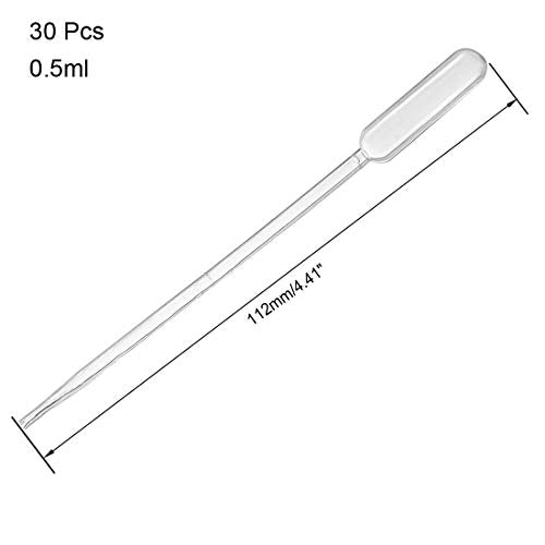 uxcell Plastic Disposable Pipettes 0.5ml Clear Transfer Pipettes 112mm