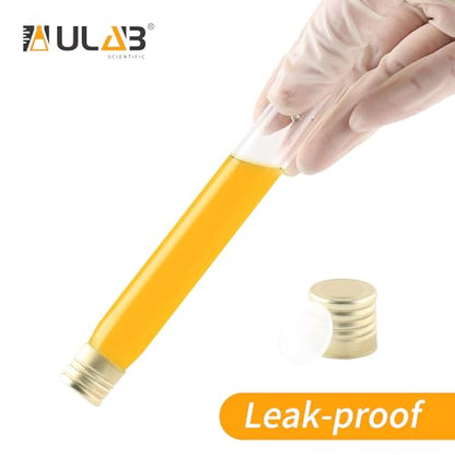 ULAB Scientific 50pcs 25ml Glass Test Tubes with Aluminum Screw Caps, Borosilicate Glass, Dia.18x145mm, Thickness 0.8-1.0mm, UTT1025 - style: 50pcs 25ml Glass Test Tubes with Stopper