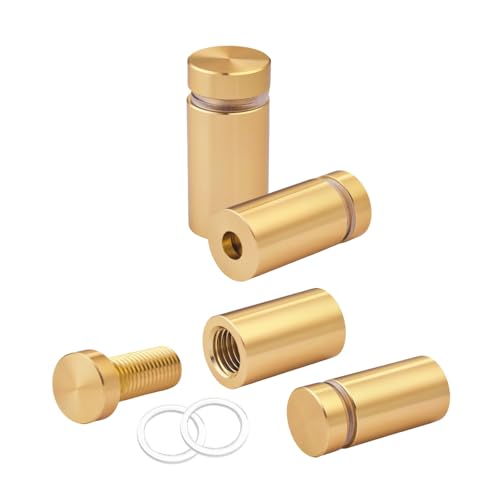 Pack of 12 Aluminum Standoff Screws Wall Sign Standoff Mounting Hardware Standoff Mounts for Acrylic Picture Frame (12, Champagne, 1/2" x 3/4") - color: Champagne, size: 1/2" x 3/4"