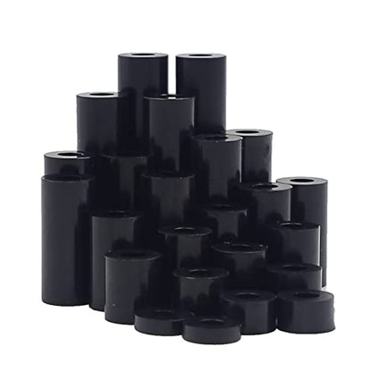 160PCS OD7mm ID3.2mm Black ABS Unthreaded Spacer Kit for M3 Screws - size: OD 7mm ID 3.2mm