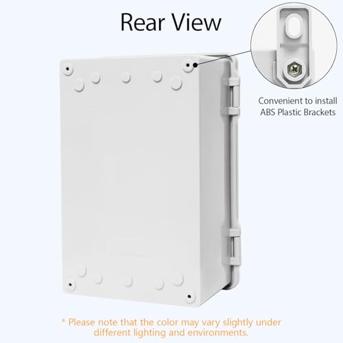 Junction Box ABS Plastic IP65 Waterproof Dustproof Universal Electrical Enclosure, Hinged Shell Outdoor and Indoor Usage Project Box11.4"x 7.5" x 5.5"(290 x 190 x 140mm), Grey - size: 11.4" x 7.5" x 5.5" (1pc)