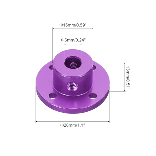 MECCANIXITY 4pcs 6mm Bore Rigid Purple Flange Coupling Connector Aluminum Motor Bearing Shaft Mounting Hub with Wrench for DIY RC Model Motors - color: Purple, size: 6mm