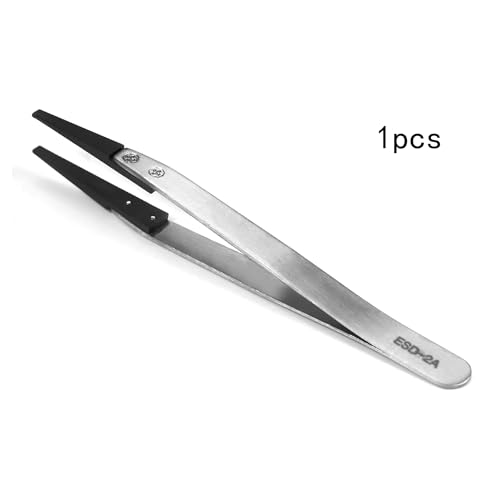 Utoolmart ESD-2A Precision Anti-Static Carbon Fiber Tweezers Stainless Steel Tweezers for Craft Jewelry Electronics - color: 1pcs, size: ESD-2A