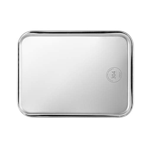 QWORK Stainless Steel Instrument Tray, Utility Tray Tool Organizer Trays for Lab Instruments, 10 5/8" x 6 11/16" x 1 5/16", Flat Bottom Tray