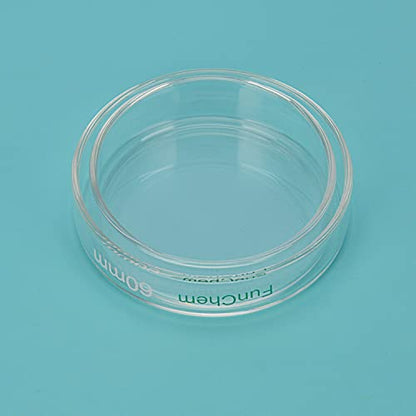 FunChem Glass Petri Dishes, Autoclavable Glass Cell Culture Dishes Lab Dishes with Clear Lid, 60x15 mm, Pack of 10 - size: 60 x 15 mm