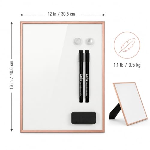 Magnetic Dry Erase Board 12x16 with Foldable Stand, Portable Rose Gold Desktop Whiteboard for Home, Office, School & Kitchen - style: Rose Gold Stand