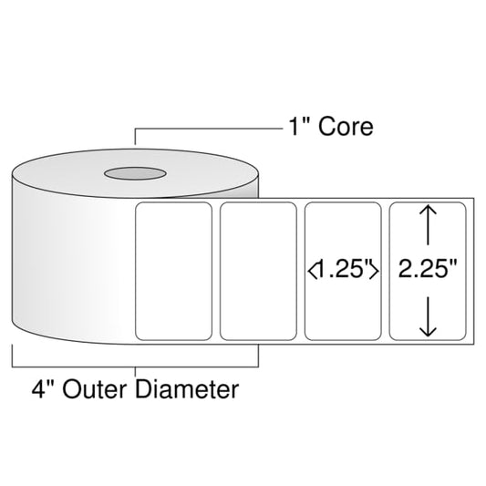 OnlineLabels 2.25" x 1.25" Thermal Transfer Labels - White Matte - 32 Rolls - size: 32 Roll Pack