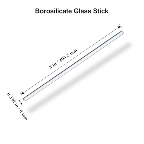 15 Pack Borosilicate Glass Stirring Rods, 6mm x 8 Inch, Lab Stirrers - size: 8 inch 6 mm