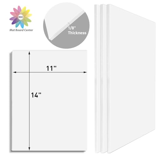 Mat Board Center, 11x14 inche White Foam Board Acid-Free 25 Pack 1/8"Thick - color: White, size: 11x14
