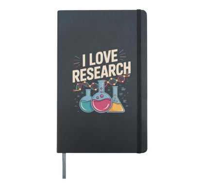I Love Research Science Lab DNA Enthusiast Hardcover Journal, Black