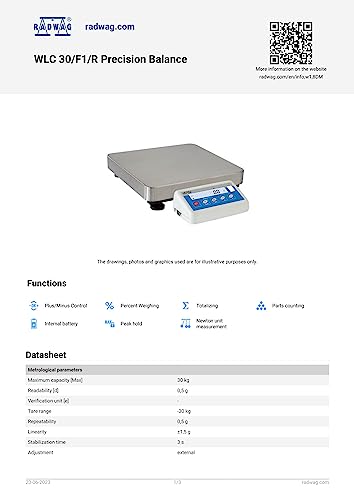 WLC 30/F1/R Precision Balance 30 kg x 0.5 g - size: 30kg x 0.5g, style: Standard Attached Indicator
