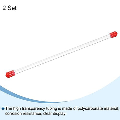 PATIKIL Clear Rigid Tube Round Plastic Tubing with Red Rubber Caps Polycarbonate Water Pipe, 305mm/ 12 Inch Length, 5mmx6mm/0.2"x0.23", 2 Set - color: Red,Clear, size: 0.2"x0.23"