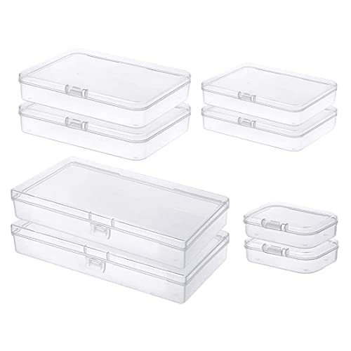 Gebildet 8 Pieces Mixed Sizes Rectangular Empty Mini Clear Plastic Organizer Storage Box Containers for Craft Projects - size: Mix