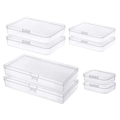 Gebildet 8 Pieces Mixed Sizes Rectangular Empty Mini Clear Plastic Organizer Storage Box Containers for Craft Projects - size: Mix