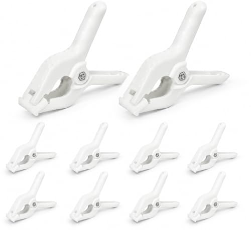 10 Pcs Spring Clamps, PureGuard 4.5 Inch Plastic Balloon Arch Clips Clamps Heavy Duty for Arch Backdrop Stand Woodworking Photography Crafts Decoration, White - color: White