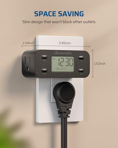 DEWENWILS Indoor 24 Hour Programmable Digital Timer Outlet, 1 Outlet,1 Pack - style: Black-1PK