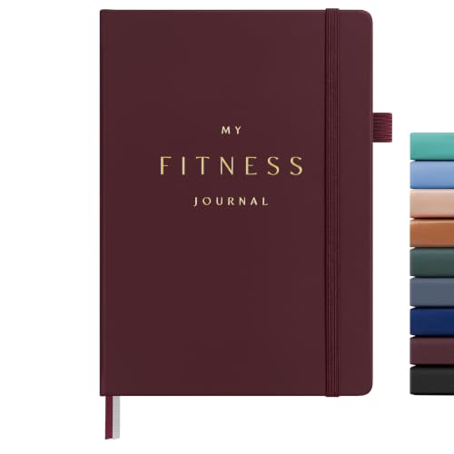 &And Per Se Workout and Food Journal – Fitness Journal with Daily Diet Tracker & Gym Exercise Log Book for Men & Women – Undated, A5 Size, Leather Hardcover (Dark Red) - color: Dark Red, size: Fitness and Food